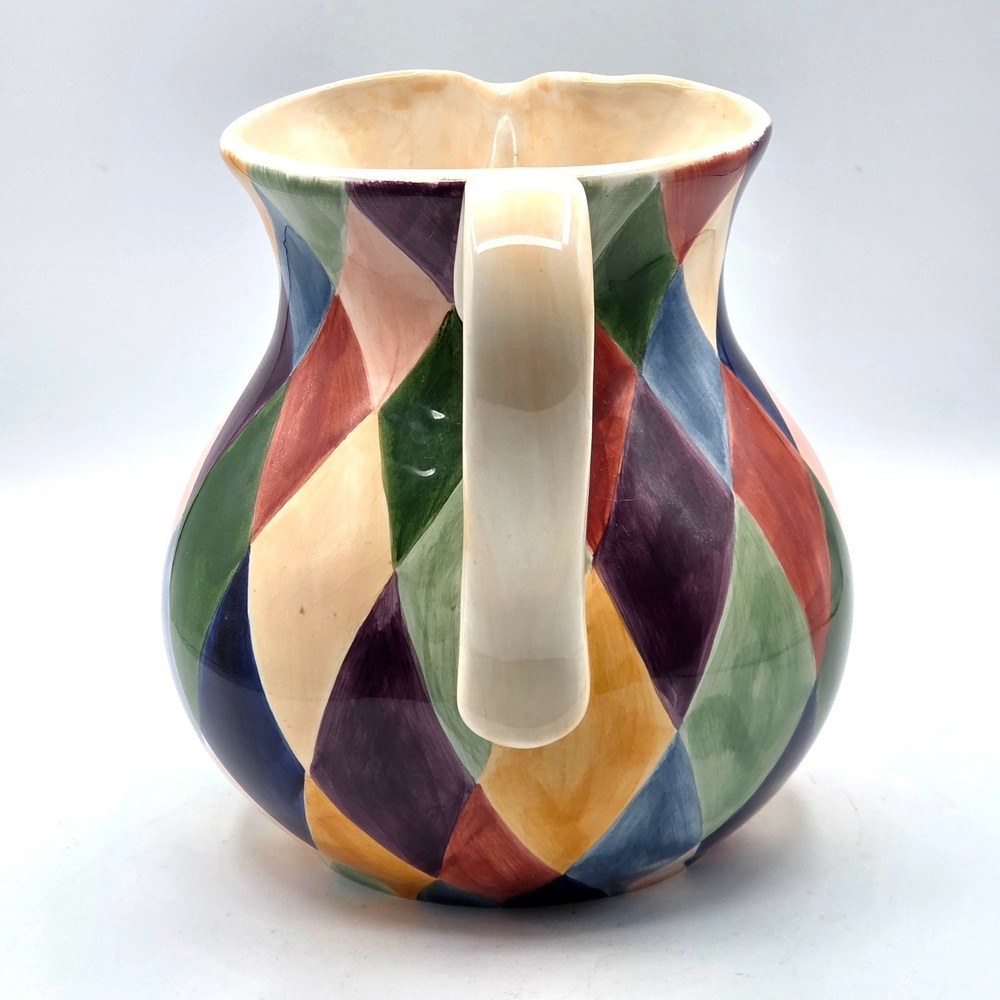 Tabletops Unlimited Carnival Harlequin Hand Painted Pitcher RETRO  Discontinued - Picture 2 of 8